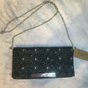 Blush Evening Lily Envelope Black Clutch Bag